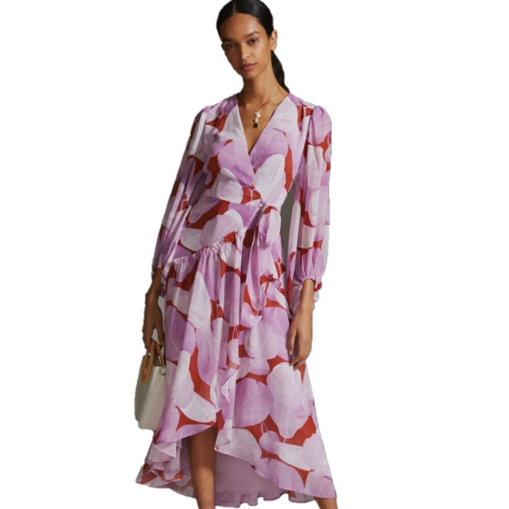 Anthropologie Hutch Geo Wrap Maxi Dress Bohemian Flowy